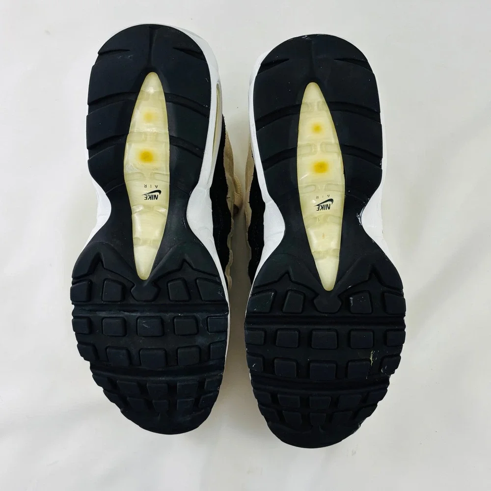 Nike Air Max 95 Premium Light Cream Black Suede Sneakers 807443-203 Womens 8